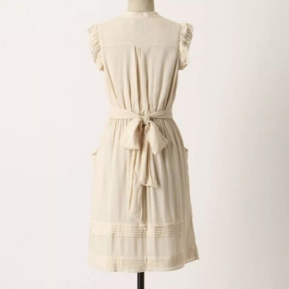 Odille Anthropologie Ivory Ruffle Sleeveless Shift Dress Size 10 - Picture 2 of 6